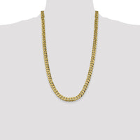 10K Yellow Gold 8.25mm Flat Beveled Curb Chain Necklace - 26"