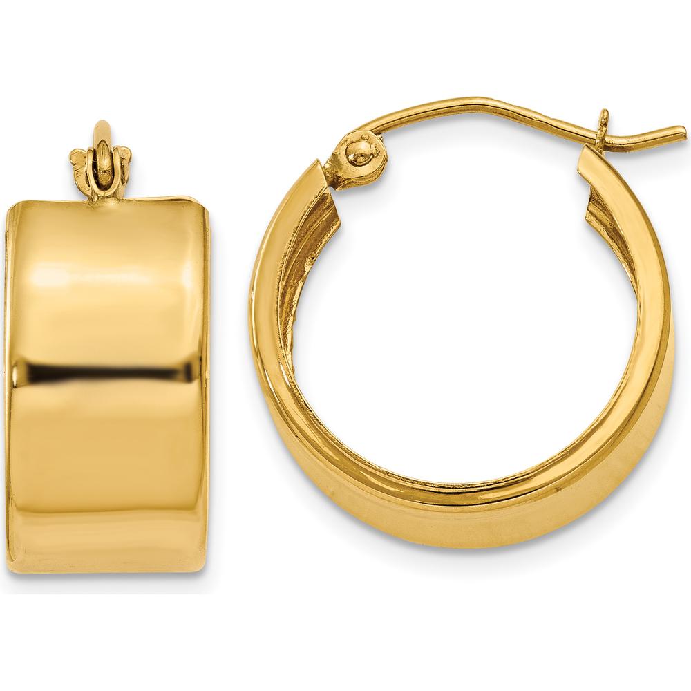 10K Yellow Gold 8.25mm Polished Hoop Earrings - Women's Classic Hoop Design