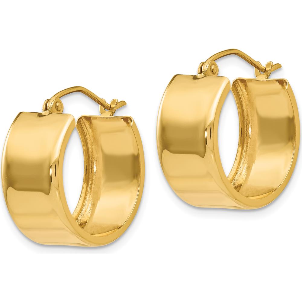 10K Yellow Gold 8.25mm Polished Hoop Earrings - Women's Classic Hoop Design