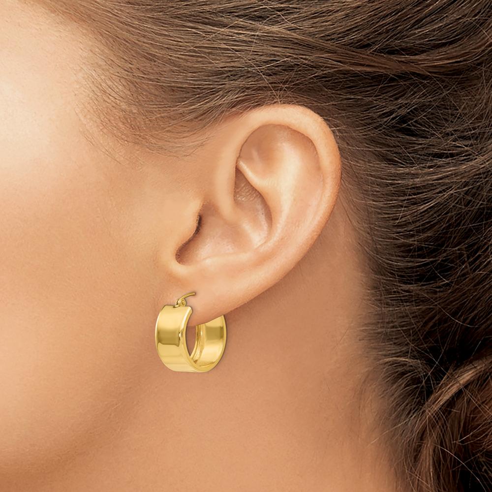 10K Yellow Gold 8.25mm Polished Hoop Earrings - Women's Classic Hoop Design