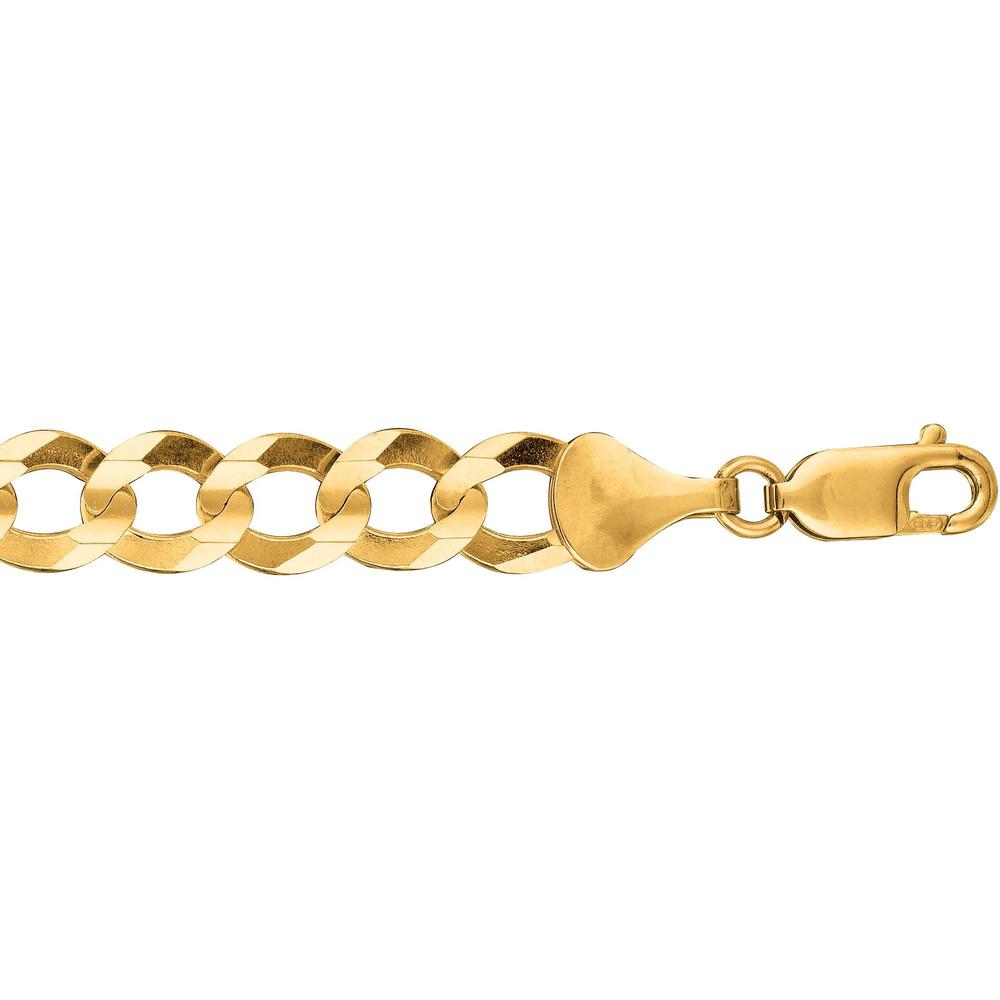 10K Yellow Gold 8.2mm Diamond Cut Comfort Curb Chain Necklace - 24" by Orozza Fine Jewelry
