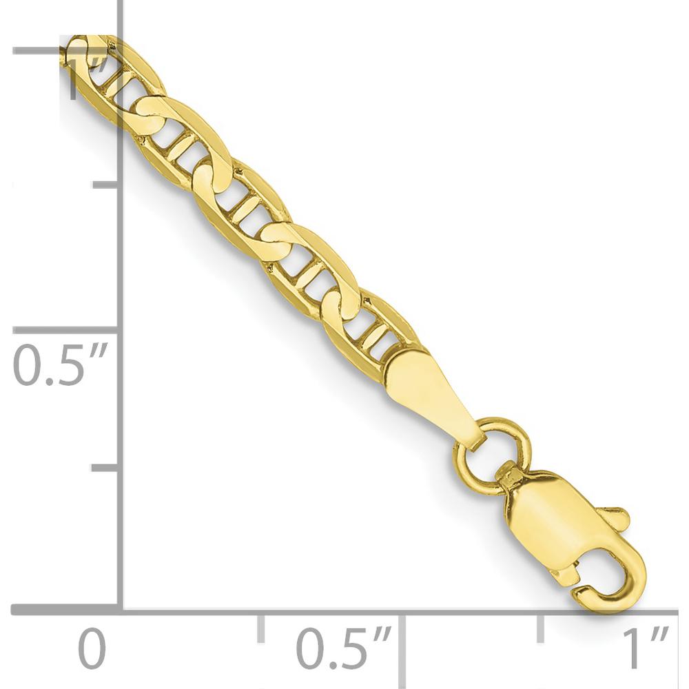 10K Yellow Gold 8" 3mm Concave Anchor Chain Bracelet