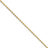 10K Yellow Gold 8" 3mm Diamond-Cut Rope Chain Bracelet with Lobster Clasp