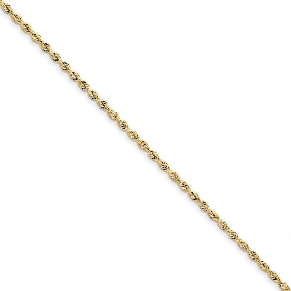 10K Yellow Gold 8" 3mm Diamond-Cut Rope Chain Bracelet with Lobster Clasp
