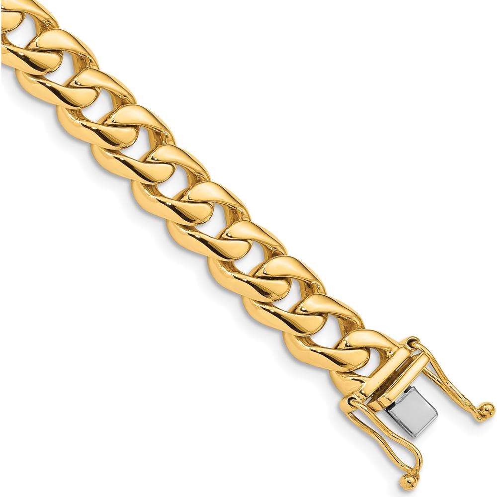 10K Yellow Gold 8.3mm Hand-Polished Curb Link Bracelet - 9" Length