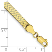 10K Yellow Gold 8" 4mm Herringbone Chain Bracelet with Lobster Clasp