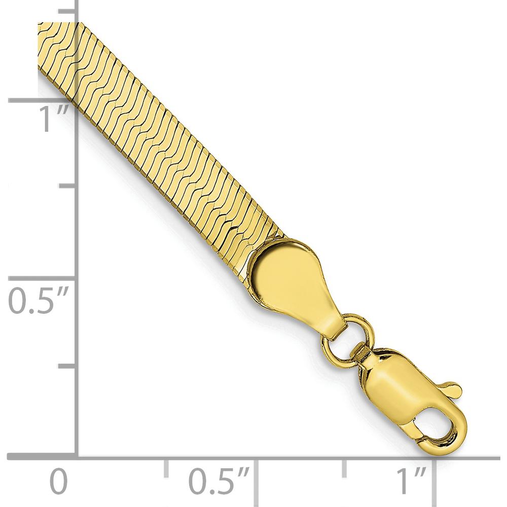 10K Yellow Gold 8" 4mm Herringbone Chain Bracelet with Lobster Clasp
