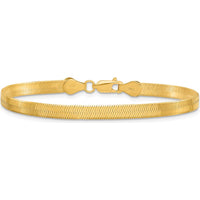 10K Yellow Gold 8" 4mm Herringbone Chain Bracelet with Lobster Clasp