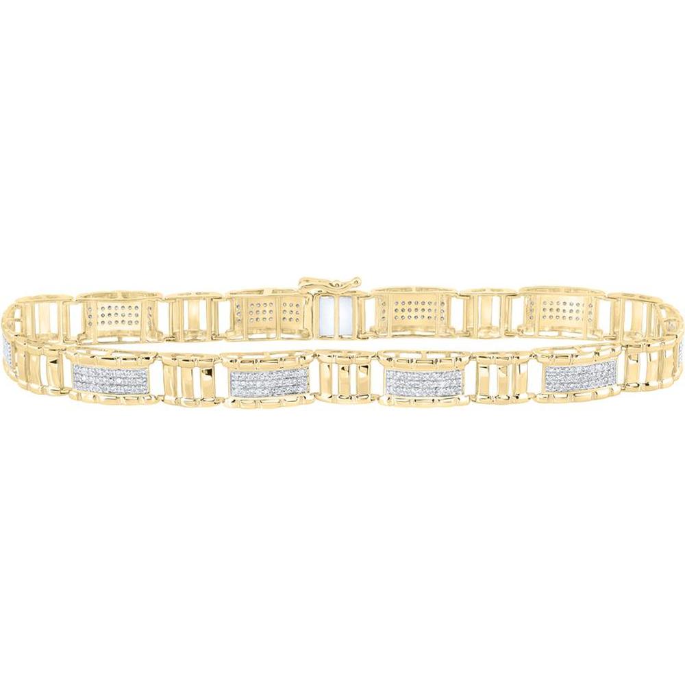 10K Yellow Gold 8.5-Inch Round Diamond Link Bracelet - 1.26 Carat Total Diamond Weight