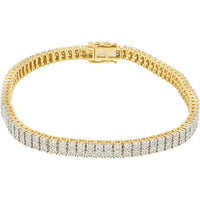 10K Yellow Gold 8.5-Inch Tennis Bracelet with Round Brilliant Diamonds - 2.25 Carat Total Diamond Weight