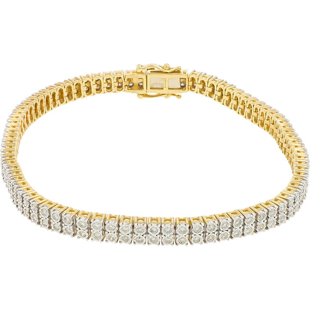 10K Yellow Gold 8.5-Inch Tennis Bracelet with Round Brilliant Diamonds - 2.25 Carat Total Diamond Weight