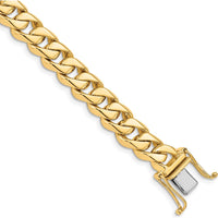 10K Yellow Gold 8.5mm Curb Link Chain Bracelet with Box Catch Clasp