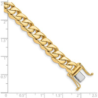 10K Yellow Gold 8.5mm Curb Link Chain Bracelet with Box Catch Clasp