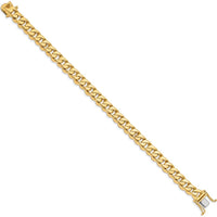 10K Yellow Gold 8.5mm Curb Link Chain Bracelet with Box Catch Clasp