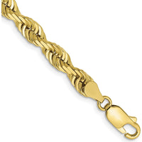 10K Yellow Gold 8" 5mm Diamond-Cut Rope Chain Bracelet