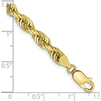 10K Yellow Gold 8" 5mm Diamond-Cut Rope Chain Bracelet