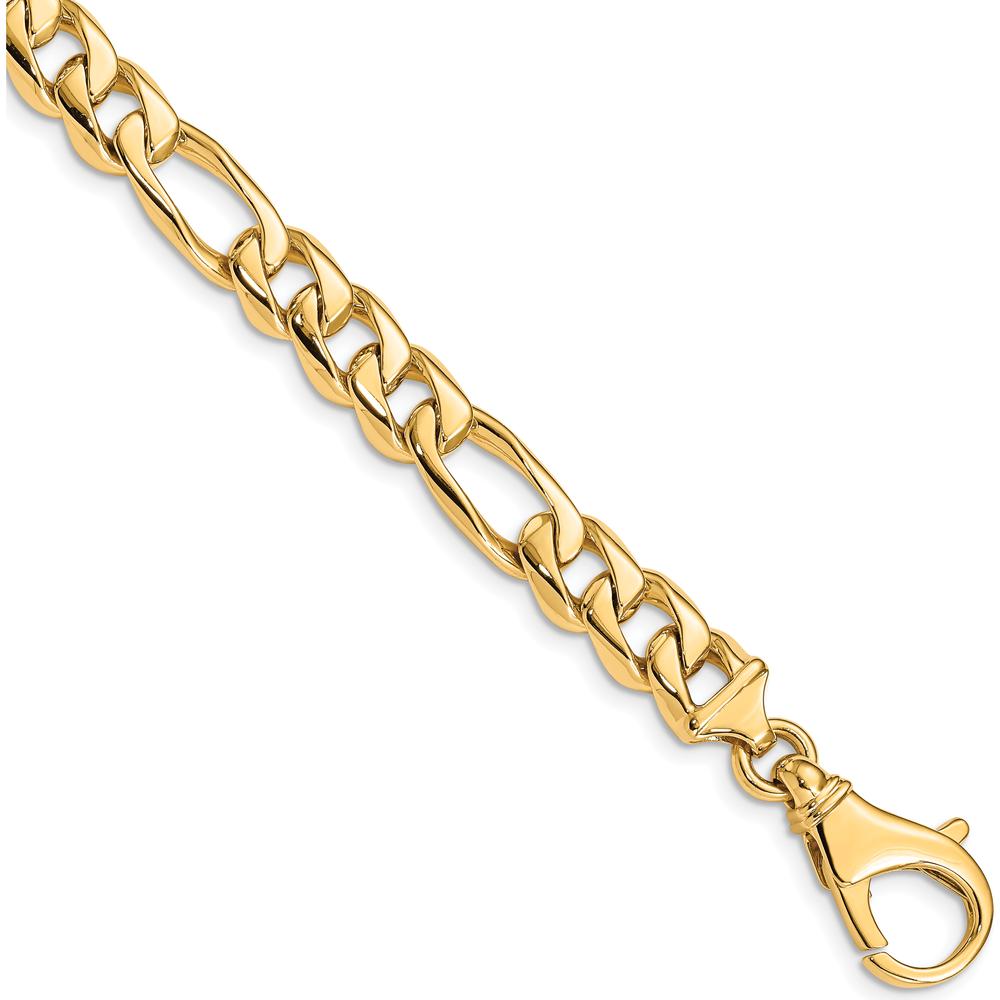 10K Yellow Gold 8.5mm Hand Polished Fancy Link Bracelet - Solid Gold Chain Bracelet