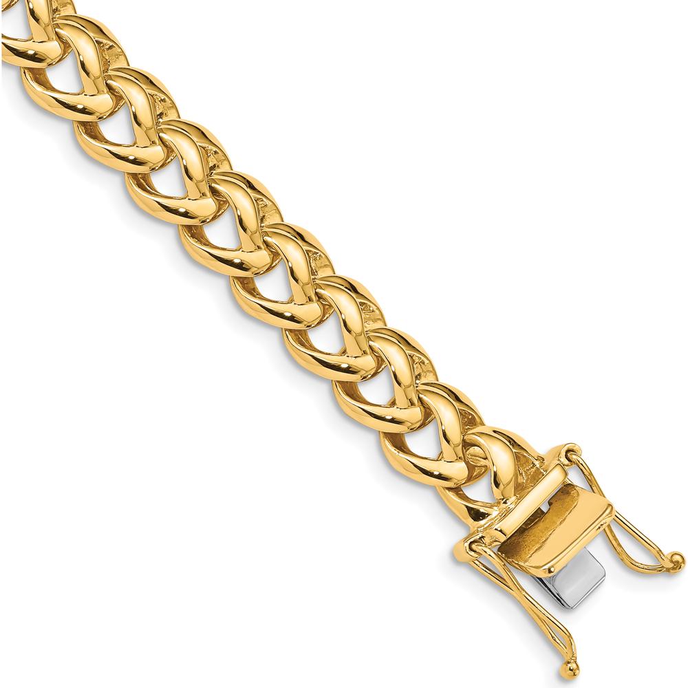 10K Yellow Gold 8.6mm Hand-Polished Fancy Link Bracelet