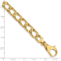 10K Yellow Gold 8.6mm Hand Polished Fancy Link Chain Bracelet - 7" Length