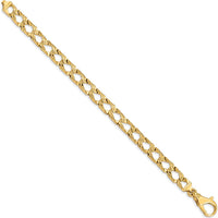 10K Yellow Gold 8.6mm Hand Polished Fancy Link Chain Bracelet - 7" Length
