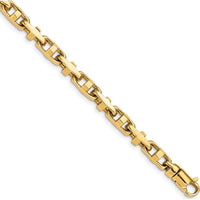 10K Yellow Gold 8.75" Hand-Polished Fancy Link Bracelet - 5mm Width