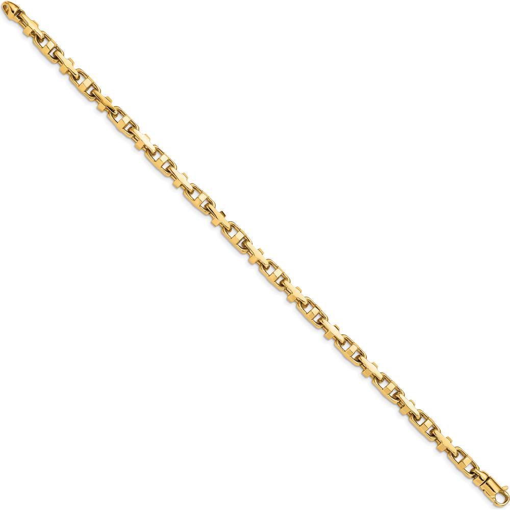 10K Yellow Gold 8.75" Hand-Polished Fancy Link Bracelet - 5mm Width