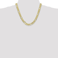10K Yellow Gold 8.75mm Concave Open Figaro Chain Necklace - 20"