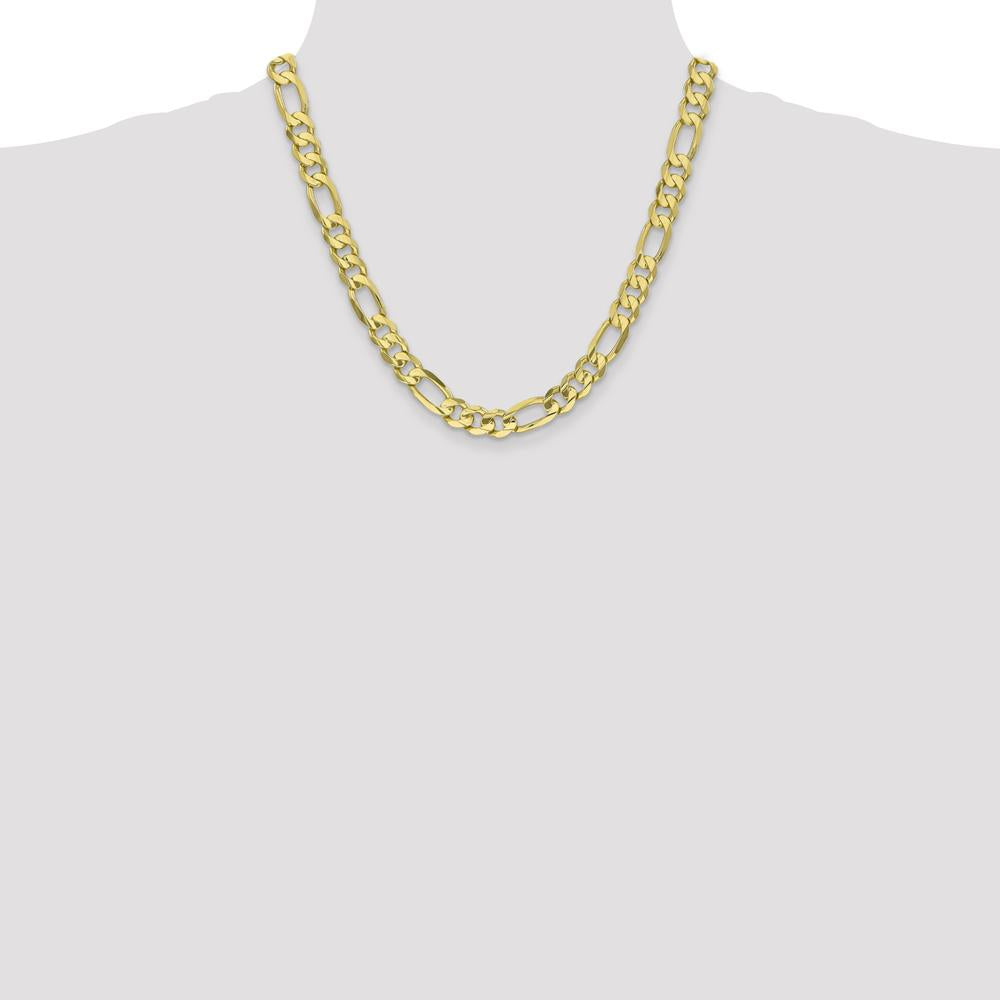 10K Yellow Gold 8.75mm Concave Open Figaro Chain Necklace - 20"