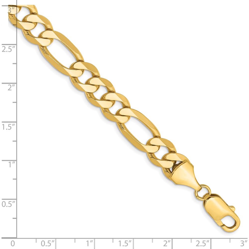 10K Yellow Gold 8.75mm Flat Figaro Chain Bracelet - 8" Length