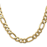 10K Yellow Gold 8.75mm Flat Figaro Chain Necklace - 26 inch