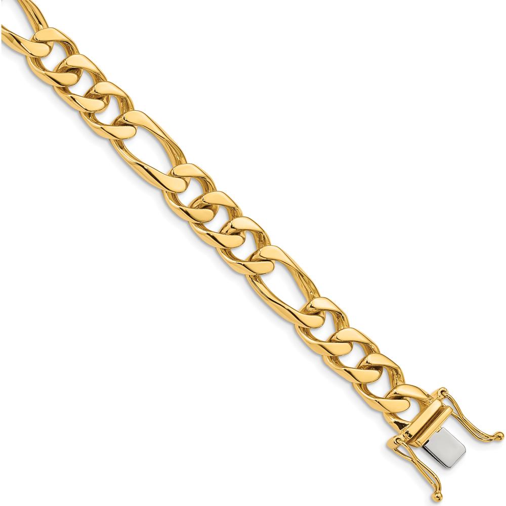 10K Yellow Gold 8.8mm Hand-Polished Figaro Link Chain Bracelet - 8" Length
