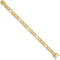 10K Yellow Gold 8.8mm Hand-Polished Figaro Link Chain Bracelet - 8" Length