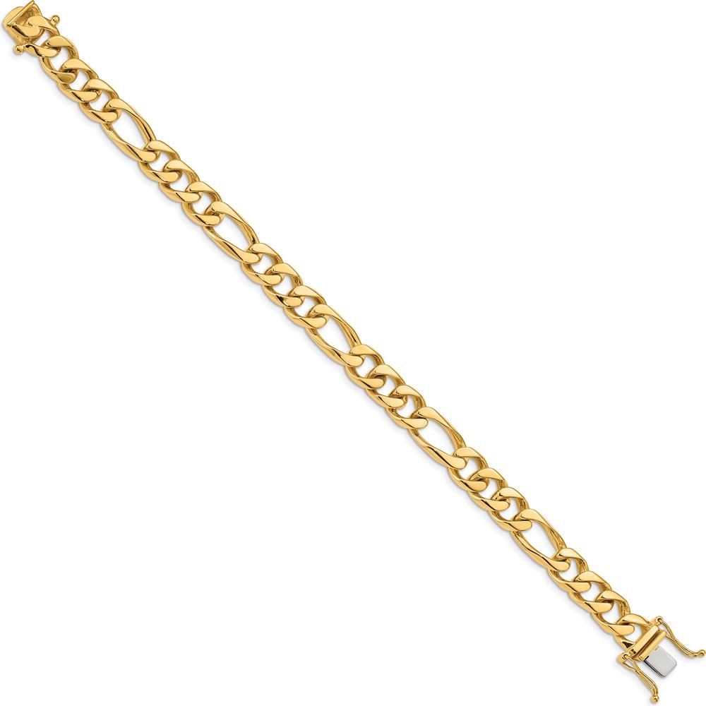 10K Yellow Gold 8.8mm Hand-Polished Figaro Link Chain Bracelet - 8" Length
