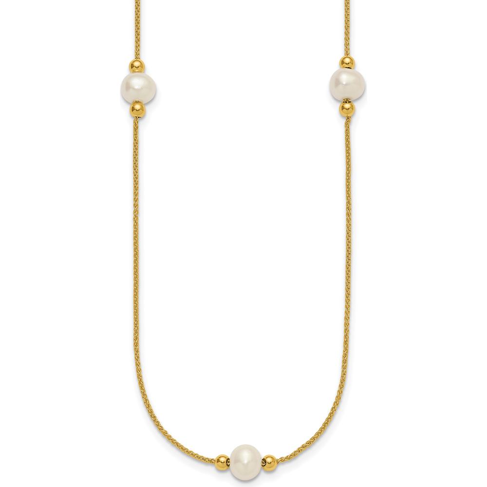 10K Yellow Gold 8-9mm Freshwater Pearl 3-Station Necklace - 18" Length