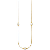 10K Yellow Gold 8-9mm Freshwater Pearl 3-Station Necklace - 18" Length