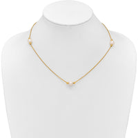 10K Yellow Gold 8-9mm Freshwater Pearl 3-Station Necklace - 18" Length