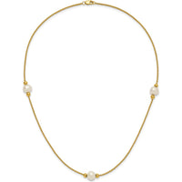 10K Yellow Gold 8-9mm Freshwater Pearl 3-Station Necklace - 18" Length