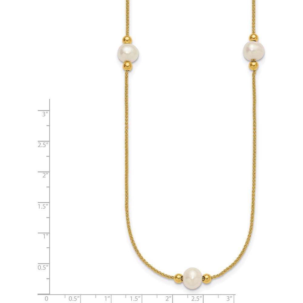 10K Yellow Gold 8-9mm Freshwater Pearl 3-Station Necklace - 18" Length