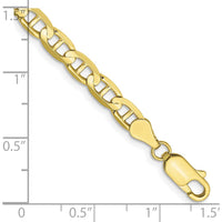 10K Yellow Gold 8" Concave Anchor Chain Bracelet - 4.5mm Width
