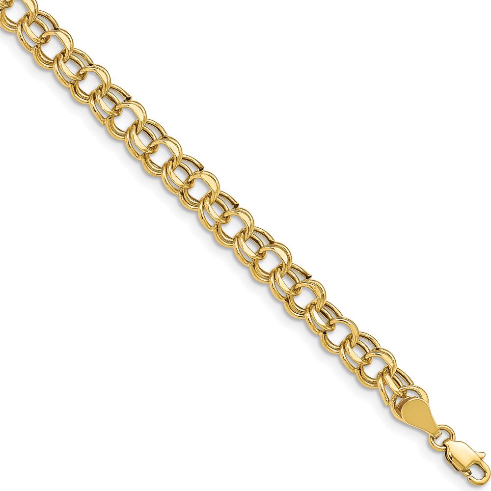 10K Yellow Gold 8" Diamond-Cut Charm Bracelet with Lobster Clasp