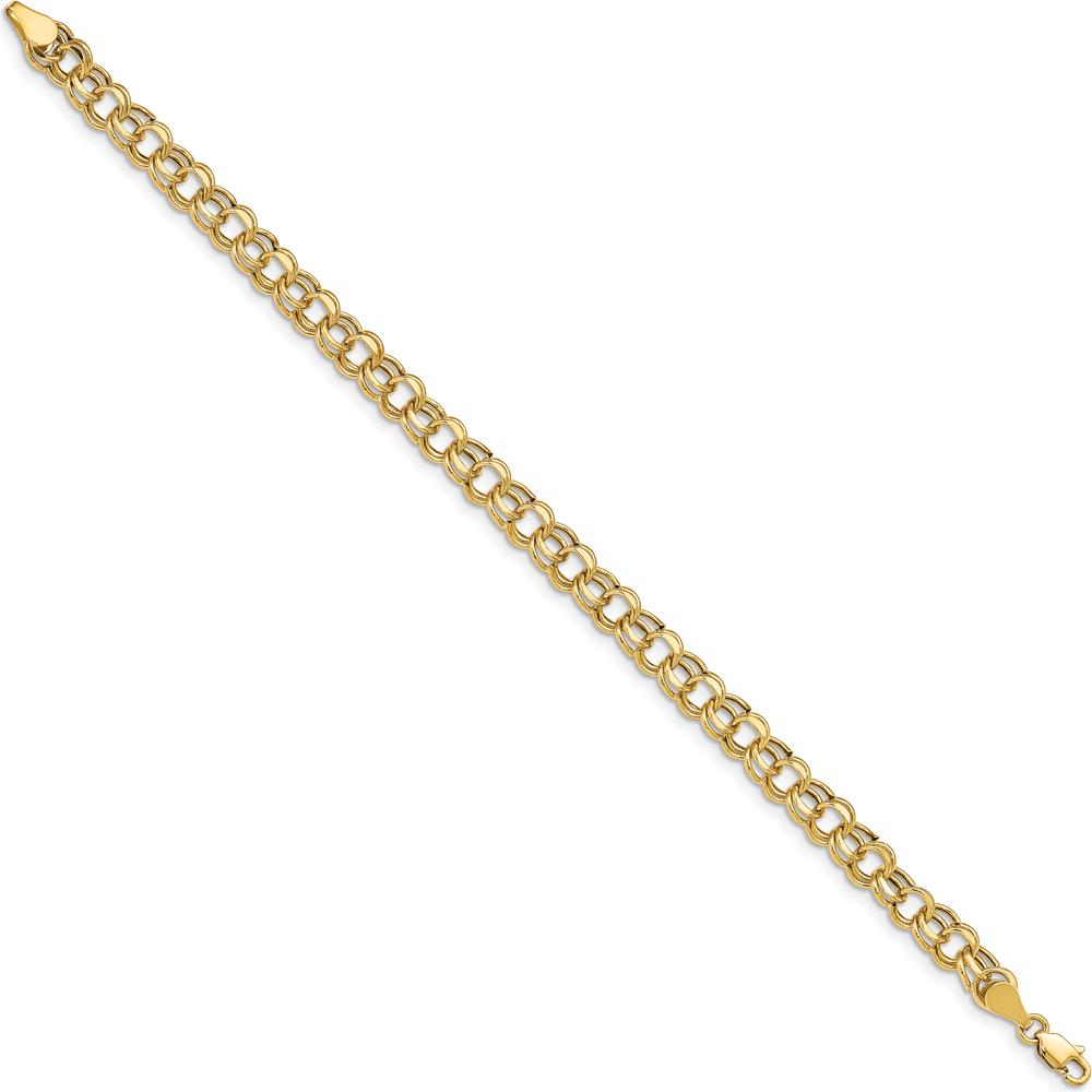 10K Yellow Gold 8" Diamond-Cut Charm Bracelet with Lobster Clasp