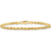 10K Yellow Gold 8" Diamond-Cut Rope Chain Bracelet - 3.25mm Width