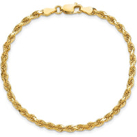 10K Yellow Gold 8" Diamond-Cut Rope Chain Bracelet - 3.25mm Width