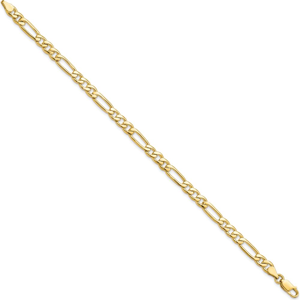 10K Yellow Gold 8" Fancy Polished Link Bracelet - 5.25mm Wide