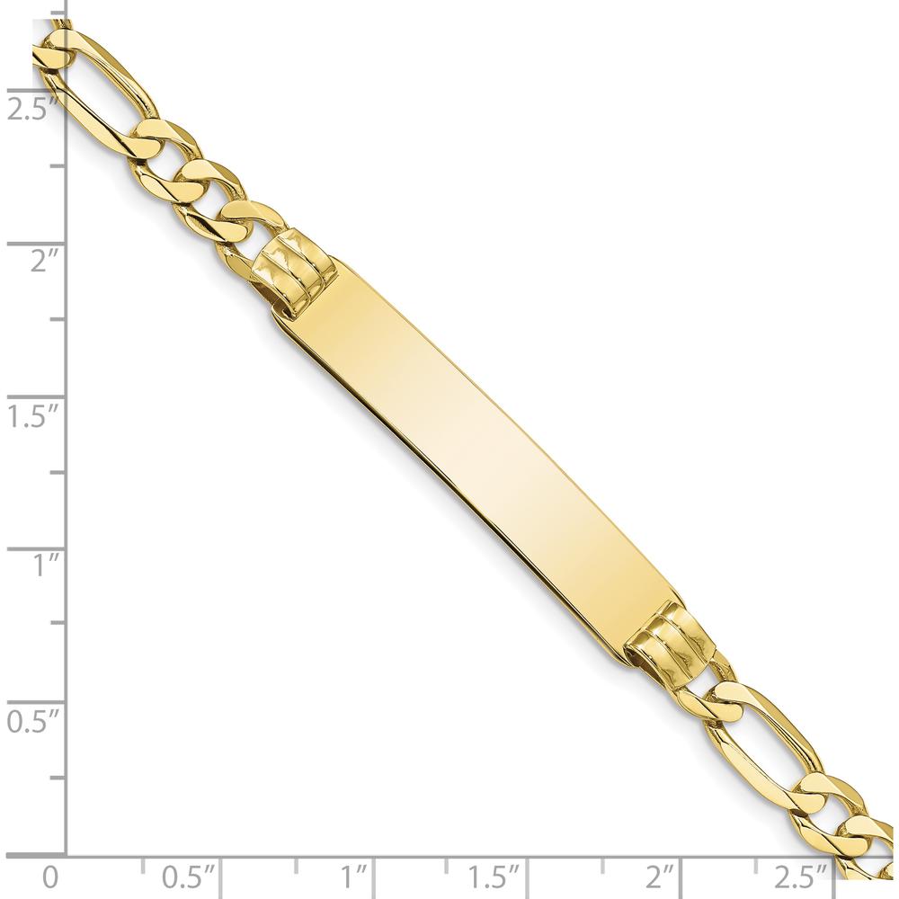 10K Yellow Gold 8" Figaro Link ID Bracelet with Engravable Charm Element