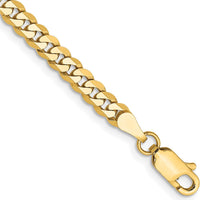 10K Yellow Gold 8" Flat Beveled Curb Chain Bracelet - 3.9mm Width
