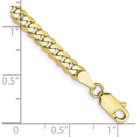 10K Yellow Gold 8" Flat Beveled Curb Chain Bracelet - 3.9mm Width