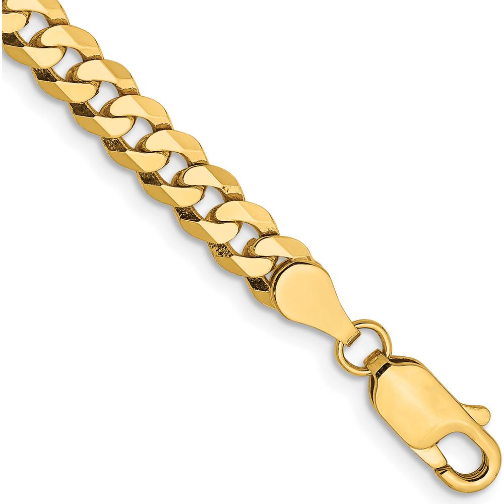 10K Yellow Gold 8" Flat Beveled Curb Chain Bracelet - 4.75mm Width