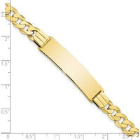 10K Yellow Gold 8" Flat Curb Link ID Bracelet with Engravable Plate