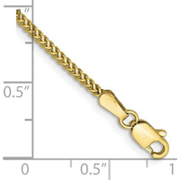 10K Yellow Gold 8" Franco Chain Bracelet - 1.3mm Width